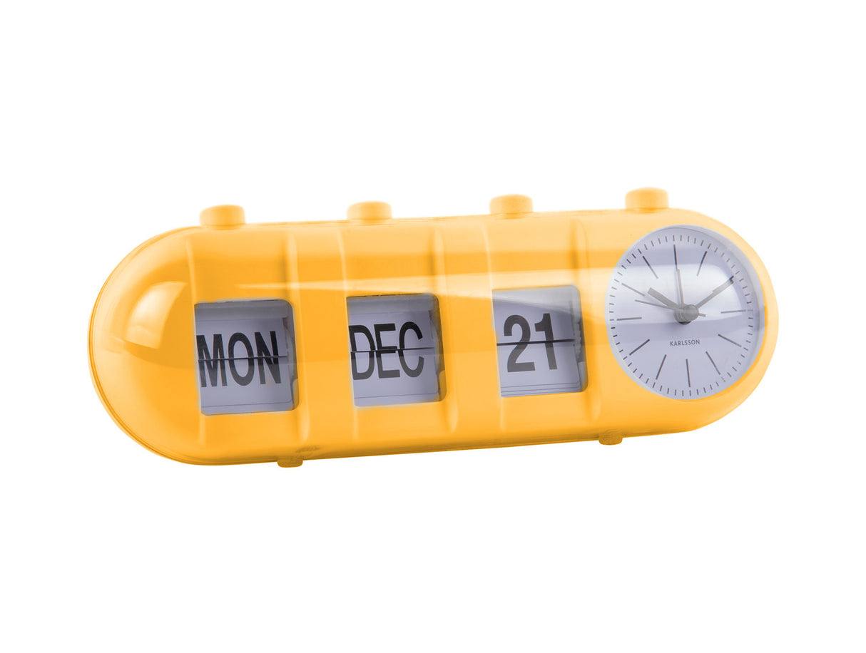 RETRO TUBE ALARM CLOCK + CALENDER FLIP - GEEL