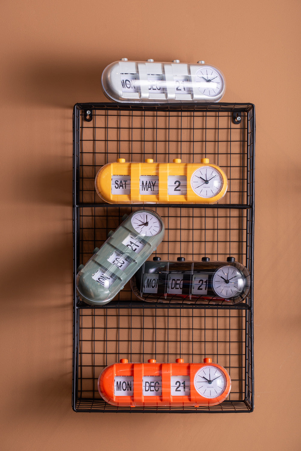 RETRO TUBE ALARM CLOCK + CALENDER FLIP - GEEL