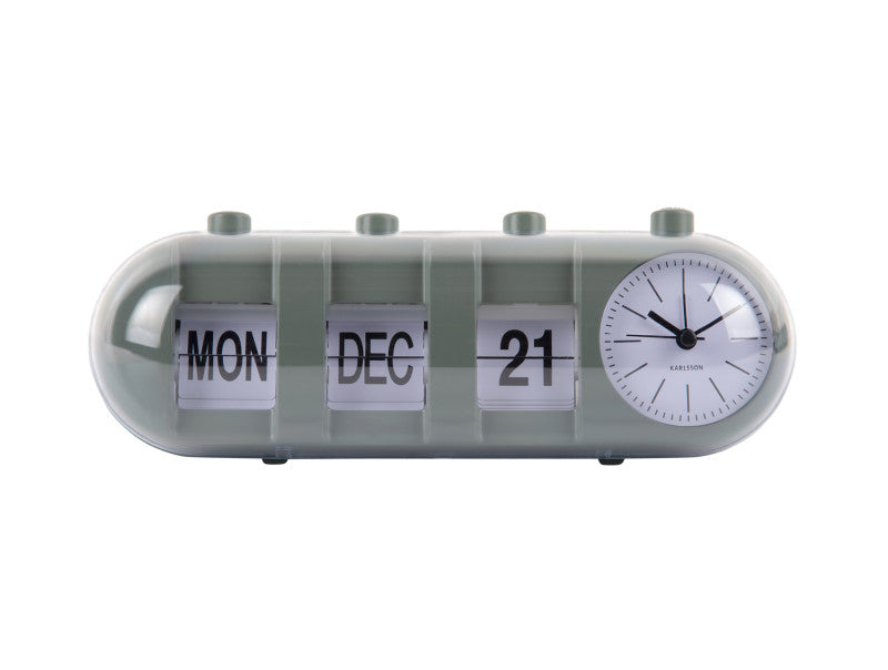 RETRO TUBE ALARM CLOCK + CALENDER FLIP - GROEN