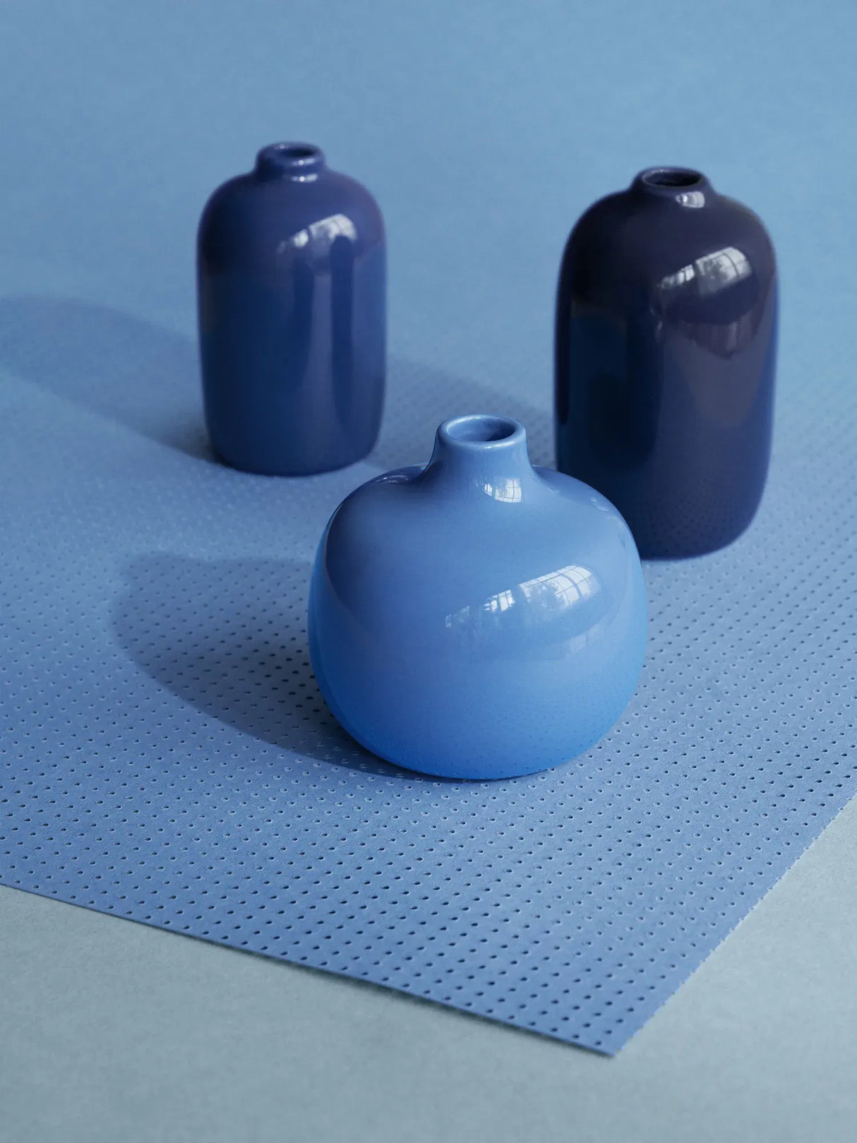 CEOLA SET VAN 3 MINI VAASJES - BLAUW