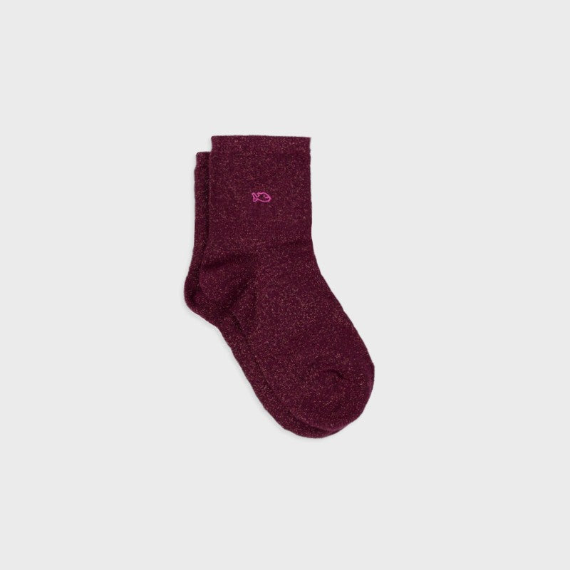 VROUWENSOKKEN - WINE RED GLITTER