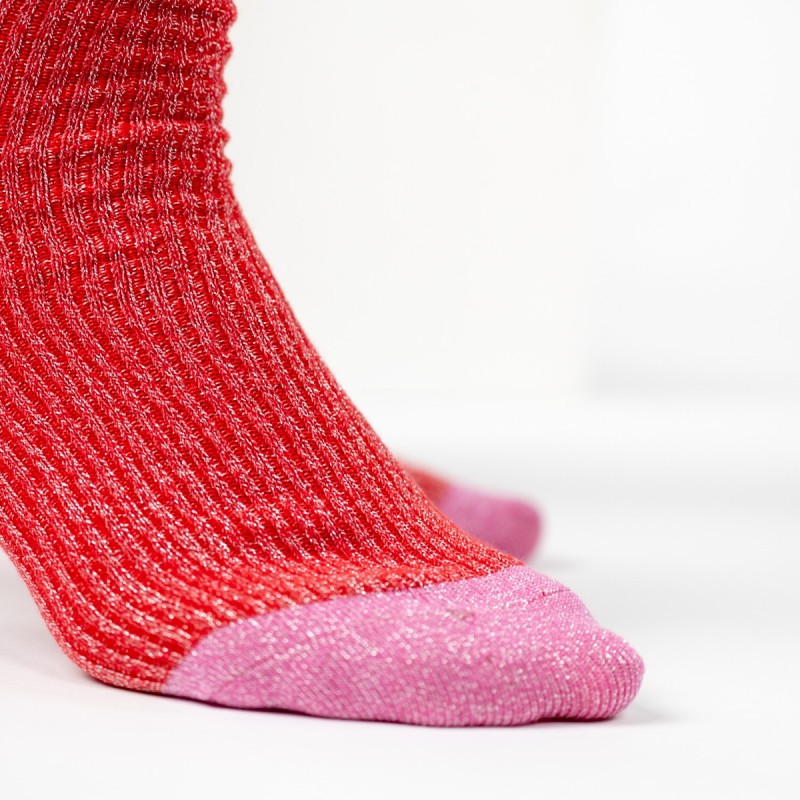 VROUWENSOKKEN - VINTAGE GLITTER RED