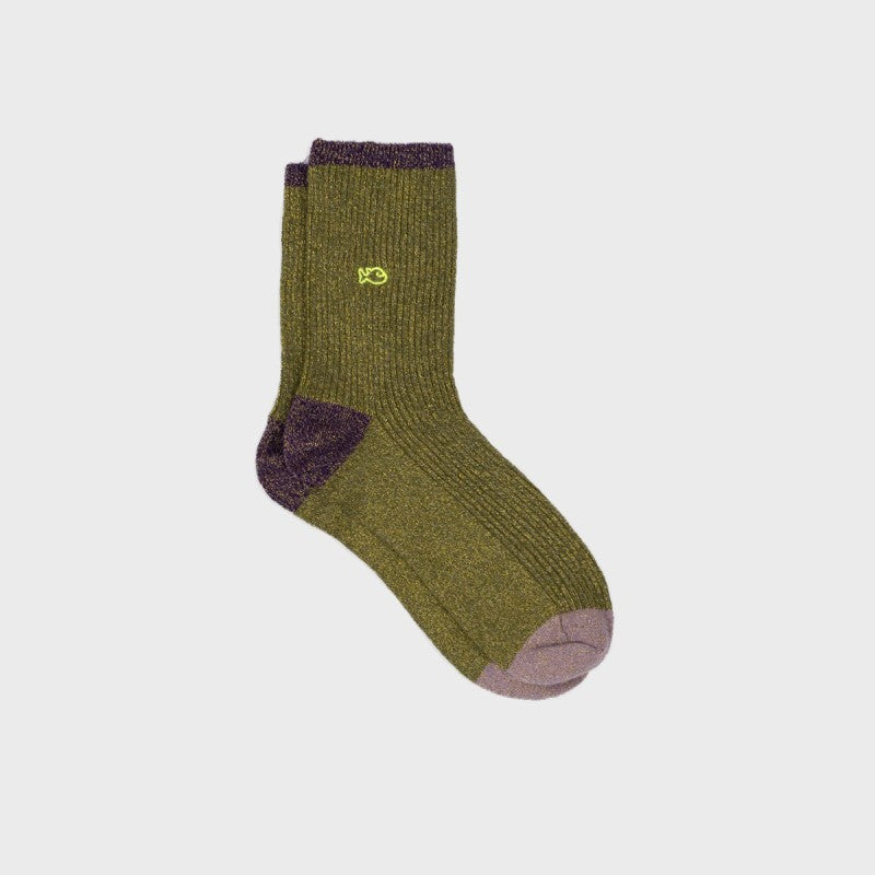 VROUWENSOKKEN - VINTAGE GLITTER OLIVE