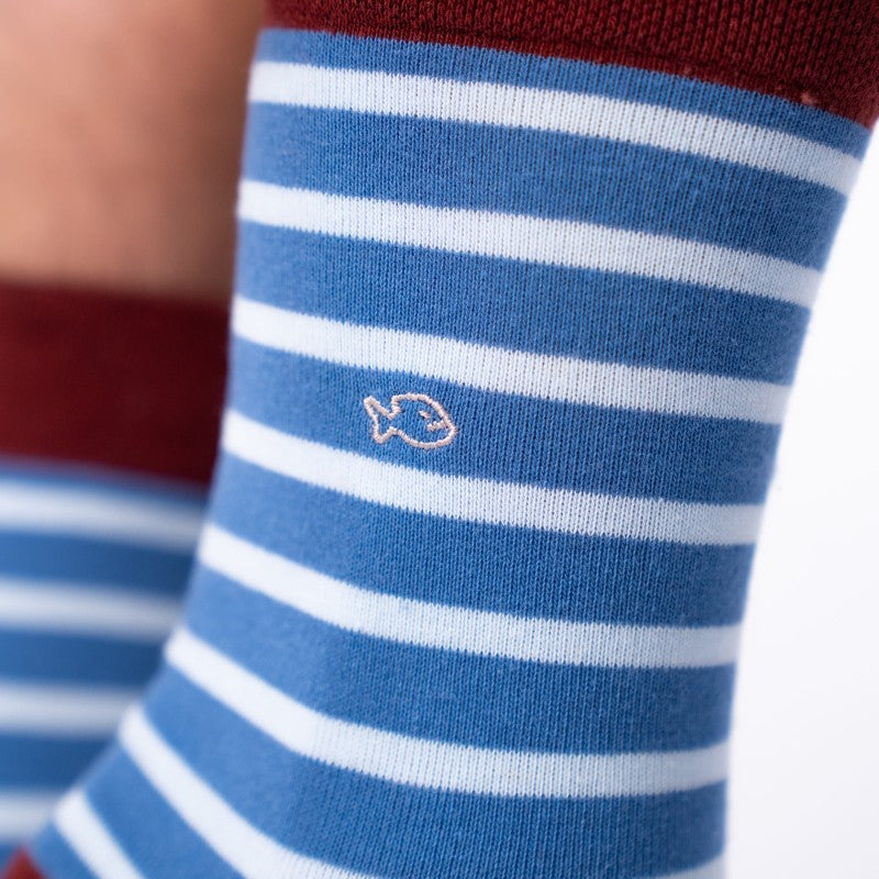 SOKKEN WIDE STRIPES - BLUE & SKY BLEU