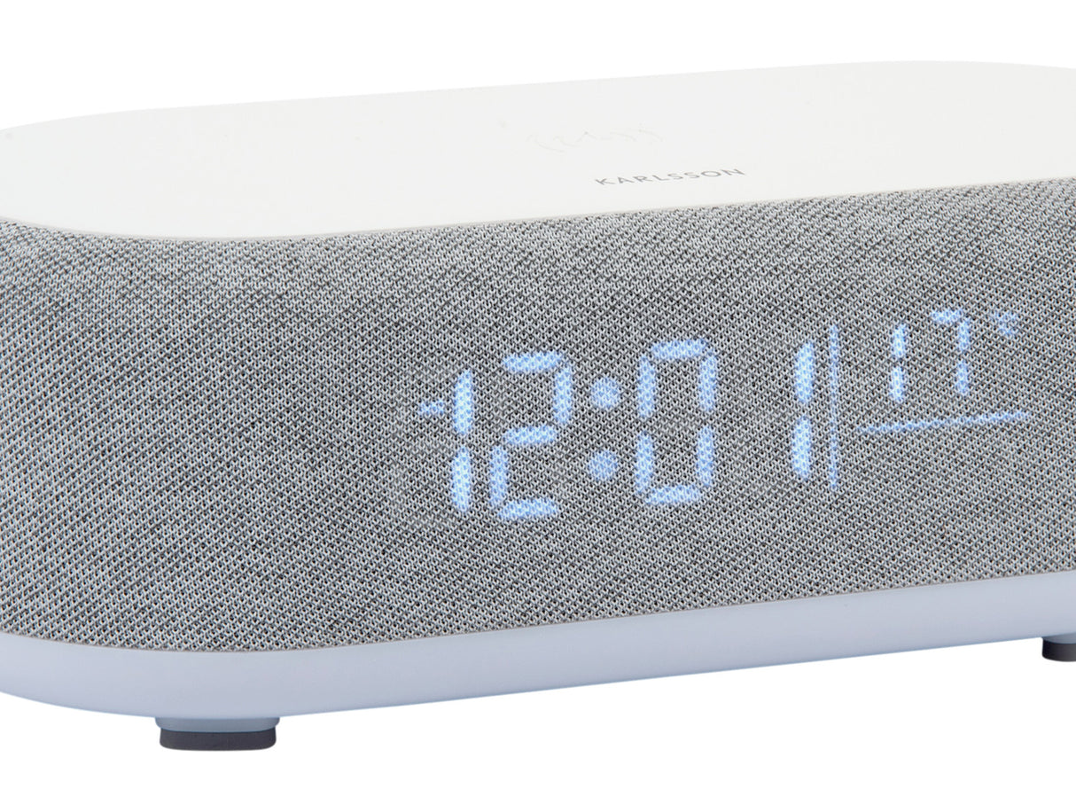VOGUE ALARM CLOCK + SPEAKER + PHONE CHARGER - GRIJS