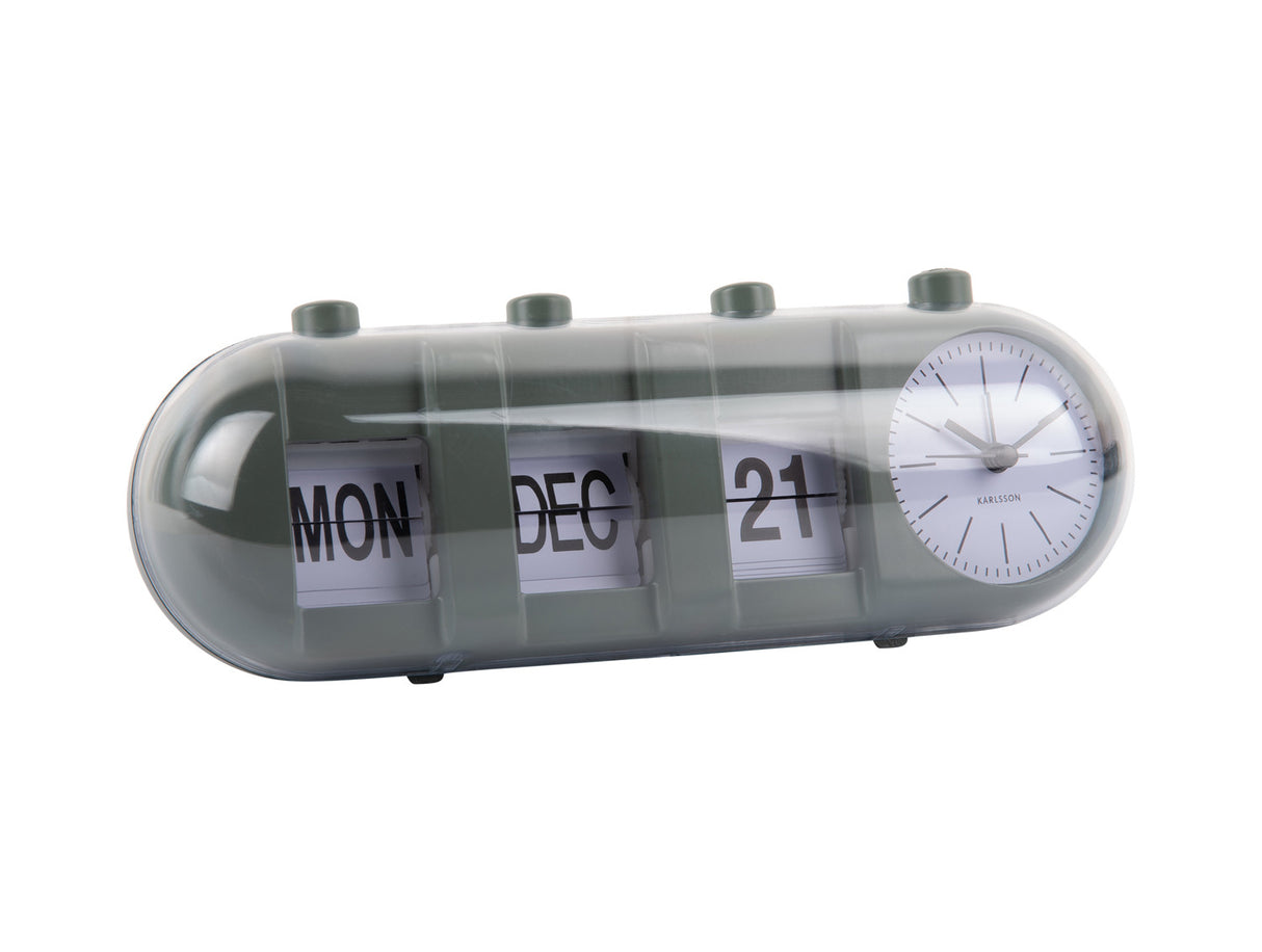 RETRO TUBE ALARM CLOCK  + CALENDER FLIP - GROEN
