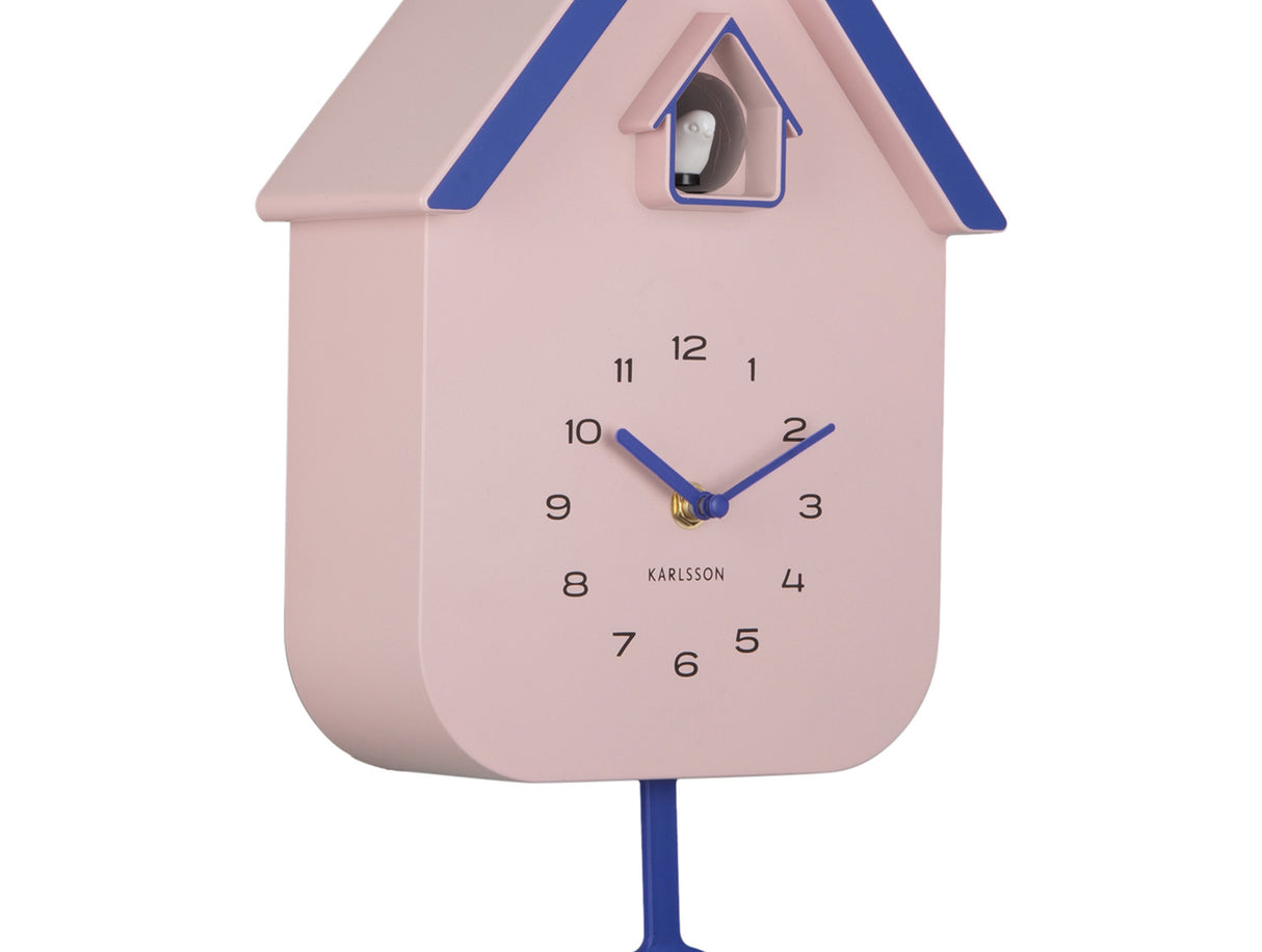 CUCKOO WANDKLOK - SOFT PINK & COBALT BLUE