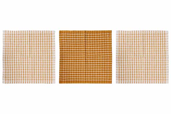 SET VAN 3 VAATDOEKEN - AMBER GOLD