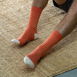 SOKKEN FIJNE STREPEN - ORANJE/BEIGE
