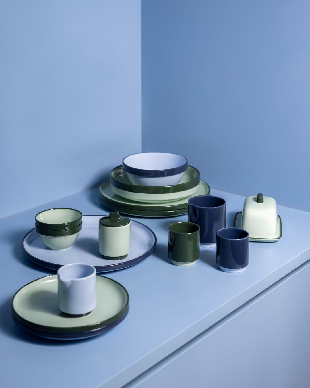 PLAT BORD 18 CM - DUO BLAUW