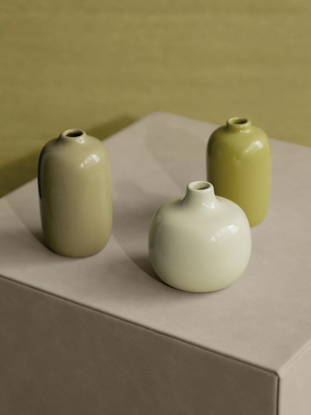 CEOLA SET VAN 3 MINI VAASJES - YELLOW