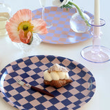RONDE PLATEAU CHECKER - INDIGO/ALMOND