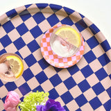 RONDE PLATEAU CHECKER - INDIGO/ALMOND