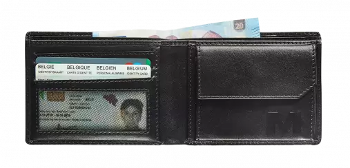 ZWART LEDEREN PORTEFEUIILLE - COMPACT BILLFOLD