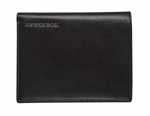 ZWART LEDEREN PORTEFEUIILLE MET UITNEEMBARE KAARTHOUDER