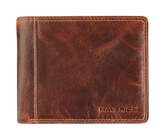 BRUIN LEDEREN PORTEFEUIILLE MET 2 BILJETVAKKEN