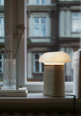 NOVA TABLE LAMP - IVORY TRAVERTINE