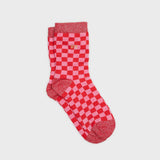 VROUWENSOKKEN - CHECKED RED & PINK