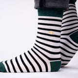 SOKKEN WIDE STRIPES - WHITE & BLACK