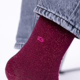 VROUWENSOKKEN - WINE RED GLITTER