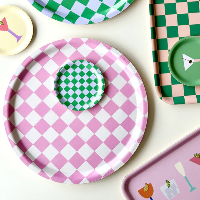 RECHTHOEKIGE PLATEAU CHECKER - PEACH / TULIP