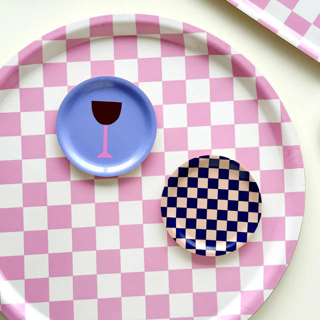 RONDE PLATEAU CHECKER - RASBERRY / CREAM