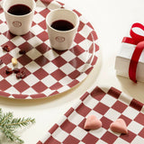 RONDE PLATEAU CHECKER - BURGUNDY / CREAM