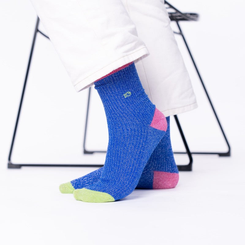 VROUWENSOKKEN - VINTAGE GLITTER ELECTRIC BLUE