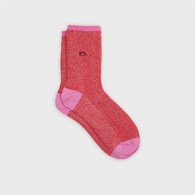 VROUWENSOKKEN - VINTAGE GLITTER RED