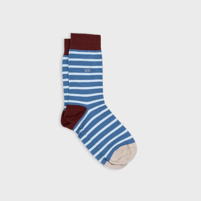 SOKKEN WIDE STRIPES - BLUE & SKY BLEU