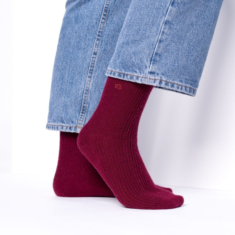 VROUWENSOKKEN - ANGORA BURGUNDY