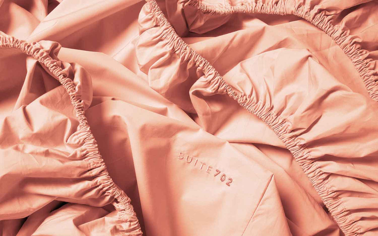 HOESLAKEN KATOEN TWEEPERSOONSBED - PEACH